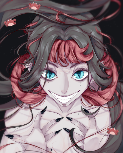 Farbige Illustration einer Scleractinia-Koralle im Anime-Stil