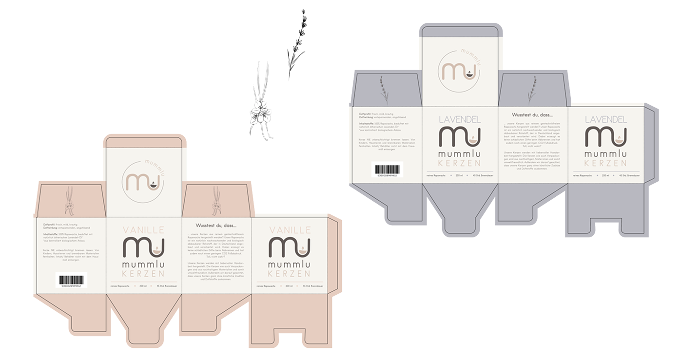 mummlu Verpackungsdesign — Faltschachteln und Illustration