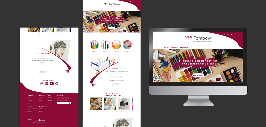 Tombow Screendesign — Landingpage Mock-up